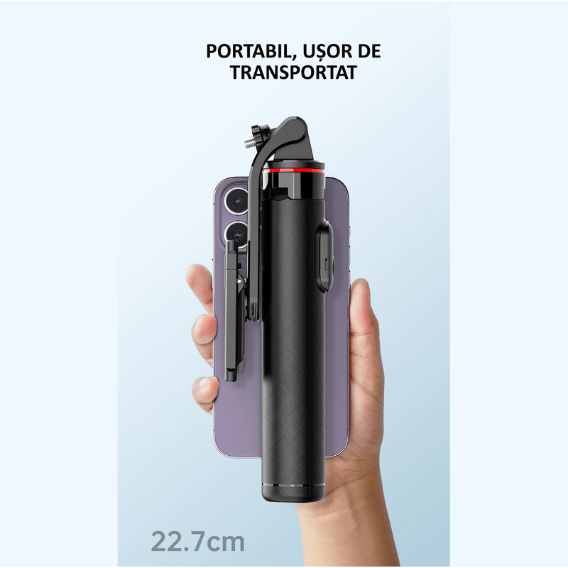 Laptop, Telefoane si Tablete - Telefoane mobile si accesorii - Accesorii Telefoane - Selfie stick-uri - Selfie Stick multifunctional, cu LED, Telecomanda Bluetooth, iOS/Android, 130 cm, OBRALIX® - Infinity.ro