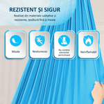 Casa si Gradina - Gradina si terasa - Balansoare si hamace - Hamace si suporturi - Hamac elastic, leagan, terapie senzoriala, kit complet, maxim 99 kg, albastru deschis, OBRALIX® - Infinity.ro