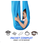 Casa si Gradina - Gradina si terasa - Balansoare si hamace - Hamace si suporturi - Hamac elastic, leagan, terapie senzoriala, kit complet, maxim 99 kg, albastru deschis, OBRALIX® - Infinity.ro