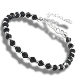 Fashion, accesorii si bijuterii - Femei - Bijuterii femei - Bratari femei - Bratara din bile de argint 925 cu cristale negre semipretioase masura 15 - 22 cm - Infinity.ro