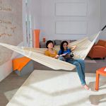 Casa si Gradina - Gradina si terasa - Balansoare si hamace - Hamace si suporturi - Hamac textil, protectie franghie, gri, max 200 kg, 200x150 cm - Infinity.ro