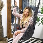 Casa si Gradina - Gradina si terasa - Balansoare si hamace - Hamace si suporturi - Hamac tip scaun, cu 2 perne, gri si crem, max 150 kg, 130x100 cm, Springos - Infinity.ro