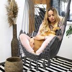 Casa si Gradina - Gradina si terasa - Balansoare si hamace - Hamace si suporturi - Hamac tip scaun, cu 2 perne, gri si bej, max 150 kg, 130x100 cm, Springos - Infinity.ro