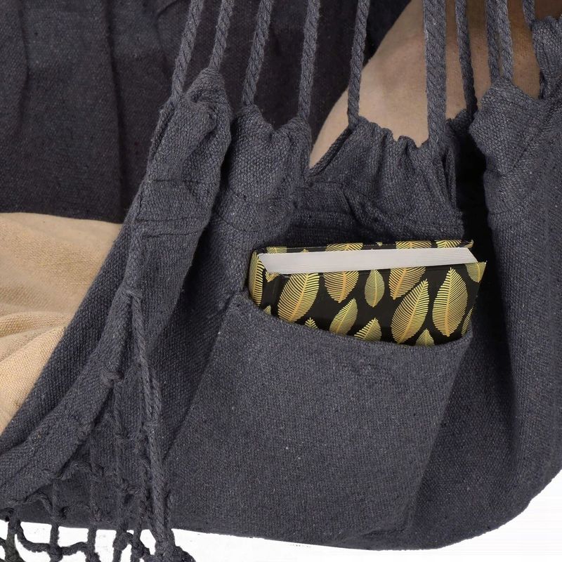 Casa si Gradina - Gradina si terasa - Balansoare si hamace - Hamace si suporturi - Hamac tip scaun, cu 2 perne, gri si bej, max 150 kg, 130x100 cm, Springos - Infinity.ro