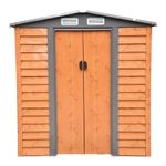 Casa si Gradina - Gradina si terasa - Casute de gradina - Casuta/magazie/sopron de gradina pentru depozitare unelte, otel si PP, maro, 197.5x160x201 cm - Infinity.ro