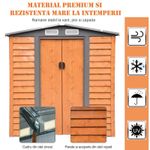Casa si Gradina - Gradina si terasa - Casute de gradina - Casuta/magazie/sopron de gradina pentru depozitare unelte, otel si PP, maro, 197.5x160x201 cm - Infinity.ro