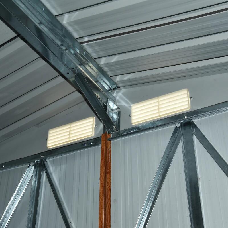 Casa si Gradina - Gradina si terasa - Casute de gradina - Casuta/magazie/sopron de gradina pentru depozitare unelte, otel si PP, maro, 197.5x160x201 cm - Infinity.ro