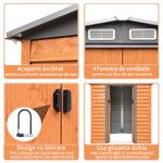 Casa si Gradina - Gradina si terasa - Casute de gradina - Casuta/magazie/sopron de gradina pentru depozitare unelte, otel si PP, maro, 197.5x160x201 cm - Infinity.ro