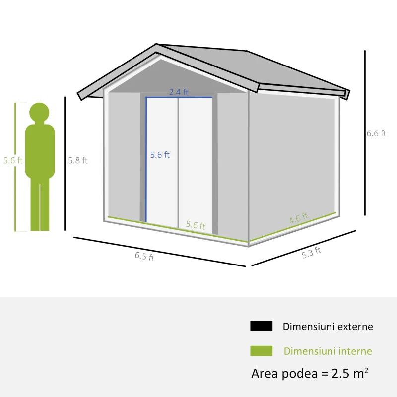 Casa si Gradina - Gradina si terasa - Casute de gradina - Casuta/magazie/sopron de gradina pentru depozitare unelte, otel si PP, maro, 197.5x160x201 cm - Infinity.ro
