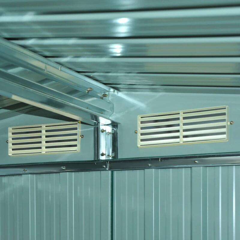 Casa si Gradina - Gradina si terasa - Casute de gradina - Casuta/magazie/sopron de gradina pentru depozitare unelte, cu structura baza inclusa, otel si PP, verde, 258x206x178 cm - Infinity.ro