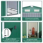 Casa si Gradina - Gradina si terasa - Casute de gradina - Casuta/magazie/sopron de gradina pentru depozitare unelte, cu structura baza inclusa, otel si PP, verde, 258x206x178 cm - Infinity.ro