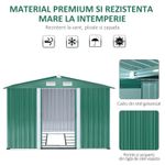 Casa si Gradina - Gradina si terasa - Casute de gradina - Casuta/magazie/sopron de gradina pentru depozitare unelte, cu structura baza inclusa, otel si PP, verde, 258x206x178 cm - Infinity.ro