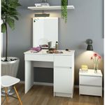Casa si Gradina - Mobilier - Comode si corpuri - Masute de toaleta - Masa de toaleta/machiaj, 2 sertare, dreapta, cu oglinda, dulap, alba, 90x50x77/142 cm - Infinity.ro