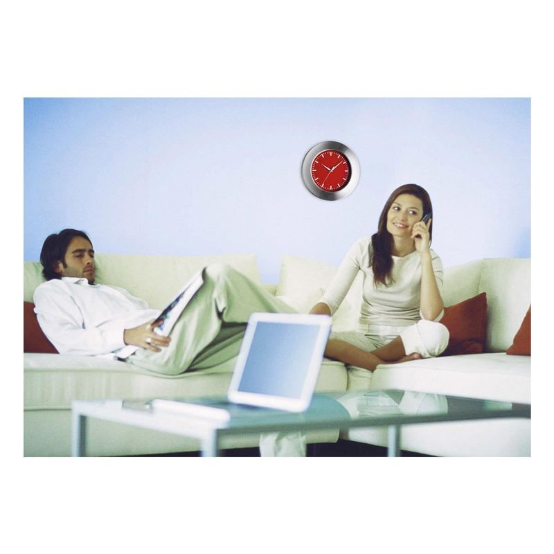 Casa si Gradina - Decoratiuni - Ceasuri - Ceas de perete analog, cu cadru din aluminiu, fundal rosu, TFA 98.1048.05 - Infinity.ro