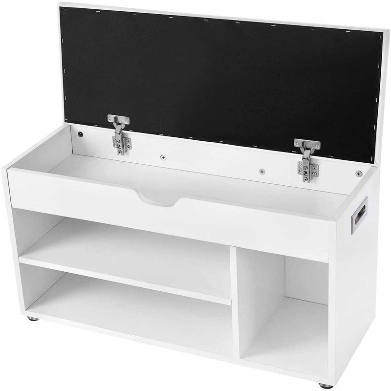 Casa si Gradina - Mobilier - Dulapuri si sifoniere - Dulapuri pantofi - Banca depozitare incaltaminte, pantofar pentru hol, Vasagle, pal, 3 rafturi, alb, 80x30x44 cm - Infinity.ro