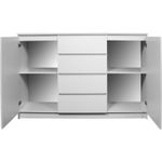 Casa si Gradina - Mobilier - Comode si corpuri - Comode - Comoda, placa laminata, 4 sertare, 4 rafturi, alb, 138x40x99 cm - Infinity.ro