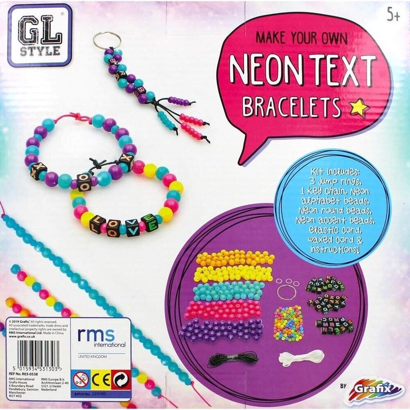 Jucarii, Copii si Bebe - Jucarii si jocuri - Jucarii & jocuri educative - Seturi de artizanat - Kit pentru realizare bratari, 7 tipuri de margele, neon multicolor, GL Style R03-0538 - Infinity.ro