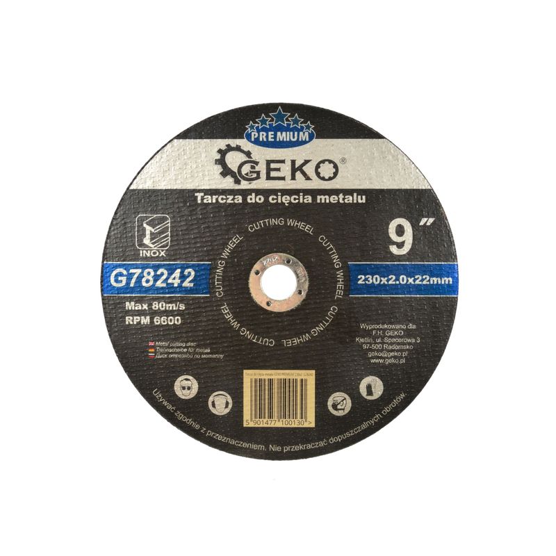 Casa si Gradina - Constructii - Scule electrice si accesorii - Accesorii polizare si slefuire - Disc pentru taierea metalului, GEKO PREMIUM, 230mm, G78242 - Infinity.ro