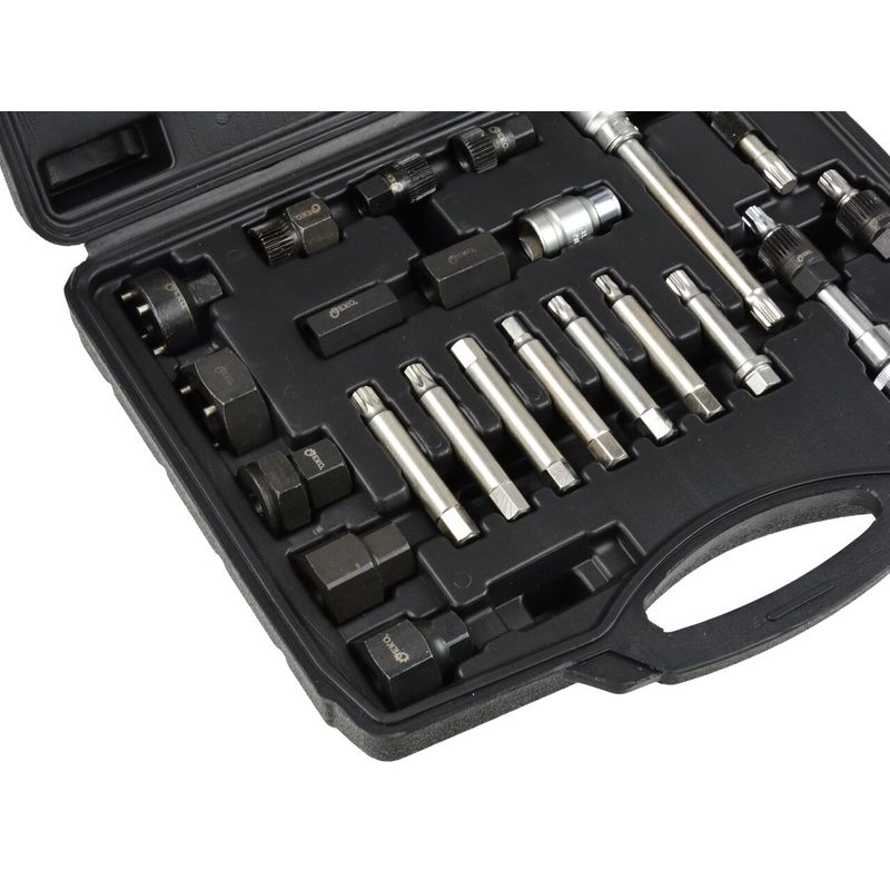 Casa si Gradina - Constructii - Scule electrice si accesorii - Accesorii polizare si slefuire - Set chei pentru asamblare/demontare alternator, 24 piese, Geko G02781 - Infinity.ro