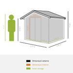 Casa si Gradina - Gradina si terasa - Casute de gradina - Casuta/magazie/sopron de gradina pentru depozitare unelte, cu structura baza inclusa, otel si PP, verde, 277x195x192 cm - Infinity.ro