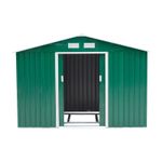 Casa si Gradina - Gradina si terasa - Casute de gradina - Casuta/magazie/sopron de gradina pentru depozitare unelte, cu structura baza inclusa, otel si PP, verde, 277x195x192 cm - Infinity.ro