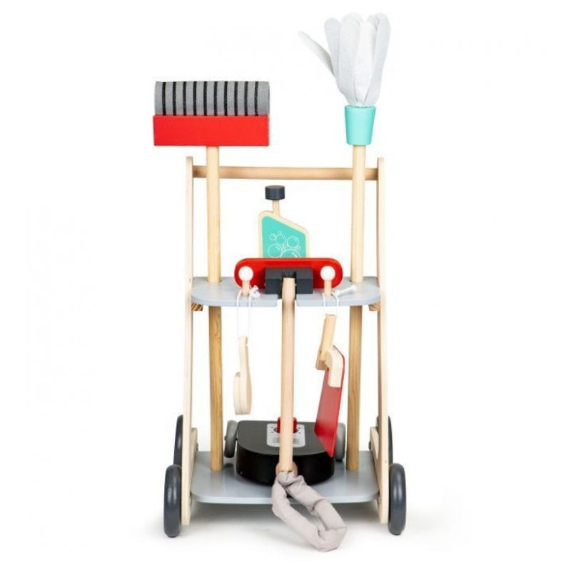 Jucarii, Copii si Bebe - Carucioare si articole de transport - Premergatoare - Antemergator din lemn XXL cu aspirator si elemente pentru curatenie Ecotoys 4404 - Infinity.ro