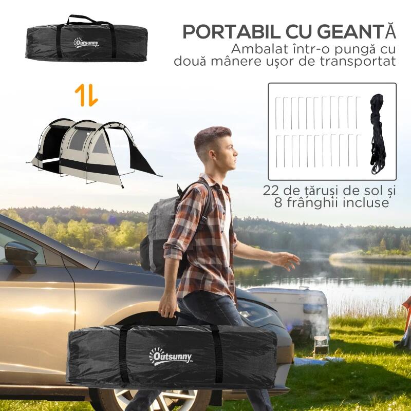 Sport si Outdoor - Camping - Corturi camping - Cort camping, 4-5 persoane, impermeabil, cu vestibul, husa, kaki, 460x230x180 cm - Infinity.ro