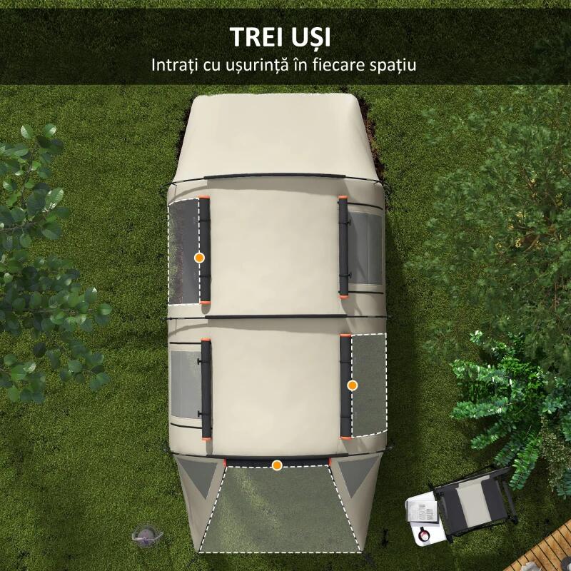 Sport si Outdoor - Camping - Corturi camping - Cort camping, 4-5 persoane, impermeabil, cu vestibul, husa, kaki, 460x230x180 cm - Infinity.ro