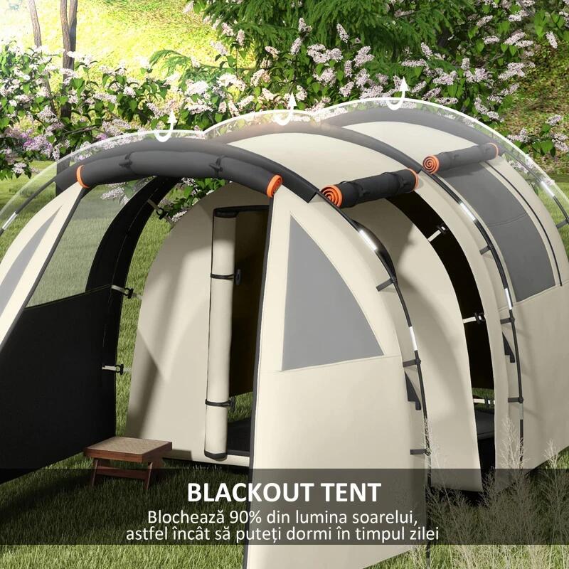 Sport si Outdoor - Camping - Corturi camping - Cort camping, 4-5 persoane, impermeabil, cu vestibul, husa, kaki, 460x230x180 cm - Infinity.ro