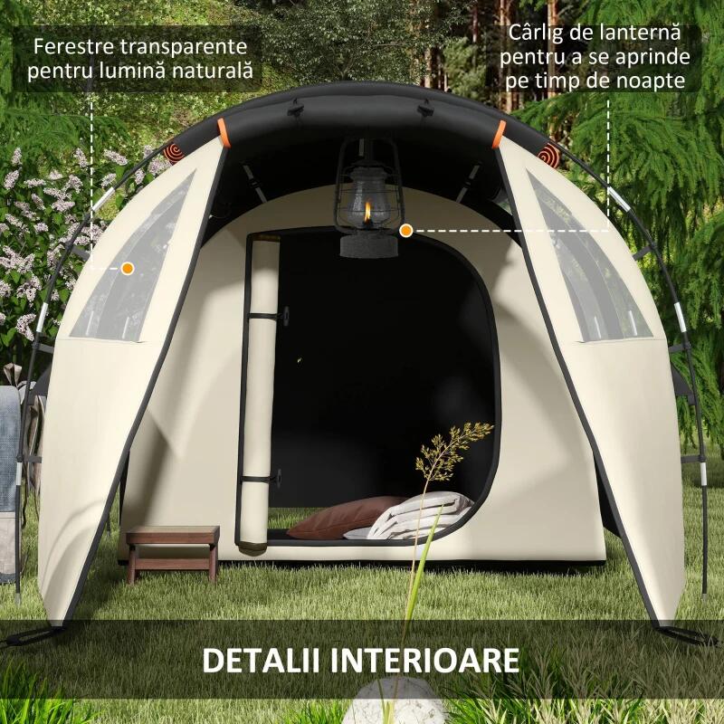 Sport si Outdoor - Camping - Corturi camping - Cort camping, 4-5 persoane, impermeabil, cu vestibul, husa, kaki, 460x230x180 cm - Infinity.ro
