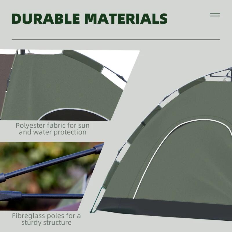 Sport si Outdoor - Camping - Corturi camping - Cort camping, 4 persoane, impermeabil, cu geanta, deschidere automata, verde si maro, 210x210x135 cm - Infinity.ro