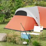 Sport si Outdoor - Camping - Corturi camping - Cort camping, 5-6 persoane, impermeabil, cu copertina, ferestre, geanta, portocaliu, 550x300x198 cm - Infinity.ro