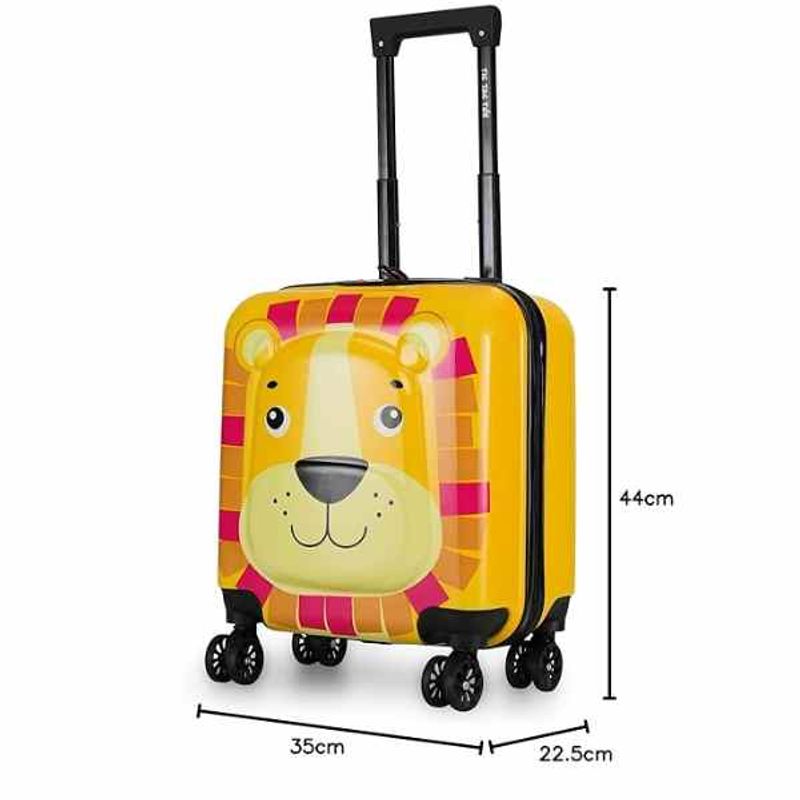 Carti si Birotica - Rechizite - Rucsacuri si genti scolare - Troler pentru Copii, Model Leu 3D, Policarbonat, Roti Pivotante, Incuietoare cu Cifru, Captusit, 35 x 25 x 45 cm, Galben - Infinity.ro