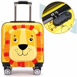 Carti si Birotica - Rechizite - Rucsacuri si genti scolare - Troler pentru Copii, Model Leu 3D, Policarbonat, Roti Pivotante, Incuietoare cu Cifru, Captusit, 35 x 25 x 45 cm, Galben - Infinity.ro