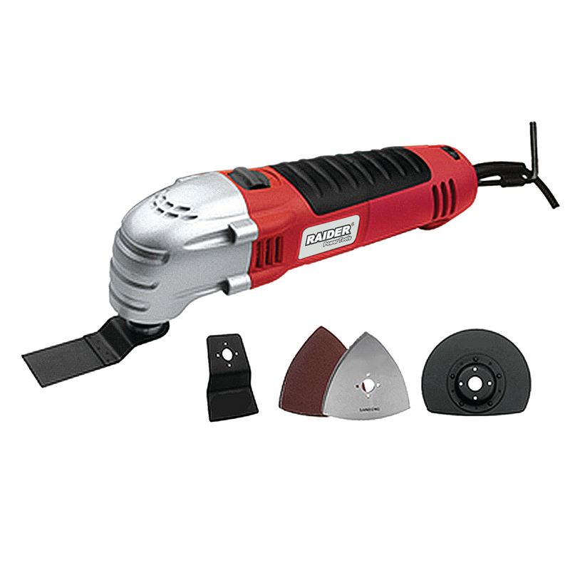 Casa si Gradina - Constructii - Scule electrice si accesorii - Scule multifunctionale si accesorii - Unealta multifunctionala oscilanta, Raider, RD-OMT03, 300W, 230V/50Hz, 10000-18500rpm + accesorii si geanta - Infinity.ro