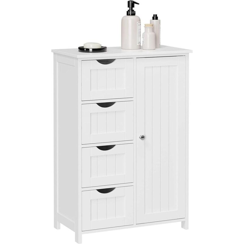 Casa si Gradina - Mobilier - Dulapuri si sifoniere - Dulapuri - Dulap baie, Mercaton, MDF, 2 rafturi, 4 sertare, 1 usa, alb, 55x30x82 cm - Infinity.ro