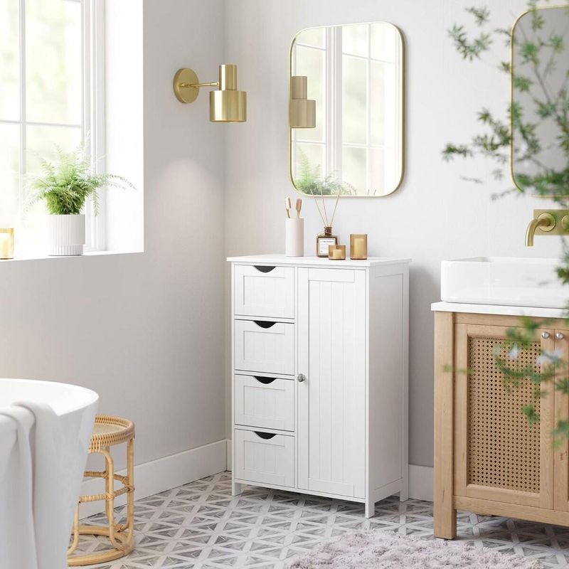 Casa si Gradina - Mobilier - Dulapuri si sifoniere - Dulapuri - Dulap baie, Mercaton, MDF, 2 rafturi, 4 sertare, 1 usa, alb, 55x30x82 cm - Infinity.ro