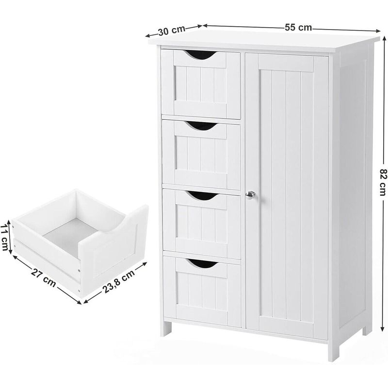 Casa si Gradina - Mobilier - Dulapuri si sifoniere - Dulapuri - Dulap baie, Mercaton, MDF, 2 rafturi, 4 sertare, 1 usa, alb, 55x30x82 cm - Infinity.ro