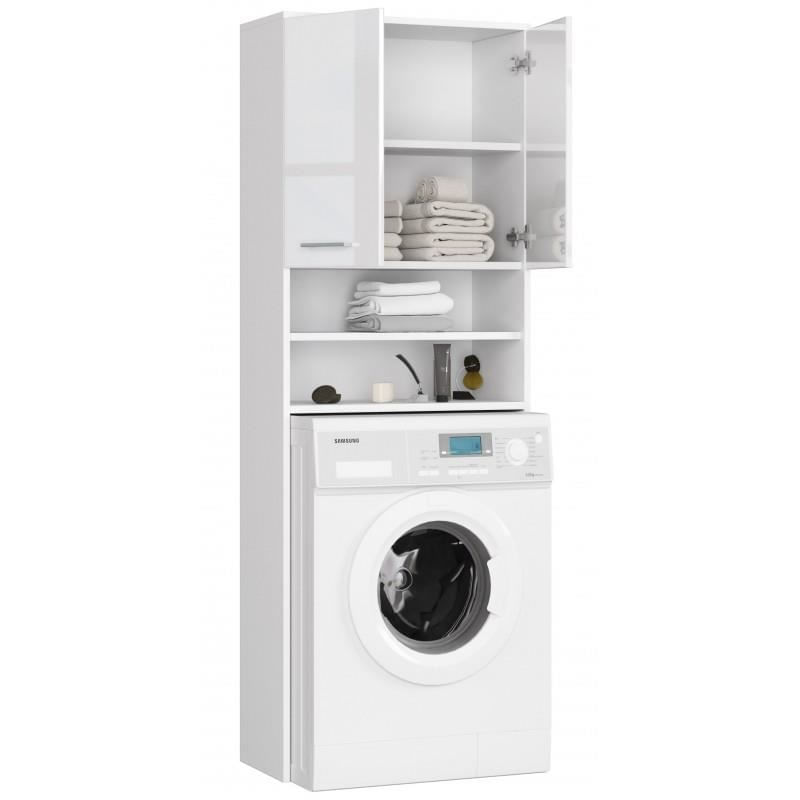 Casa si Gradina - Mobilier - Dulapuri si sifoniere - Dulapuri - Dulap baie cu loc pentru masina de spalat, placa laminata, 4 rafturi, 2 usi, alb lucios, 64x30x180 cm - Infinity.ro