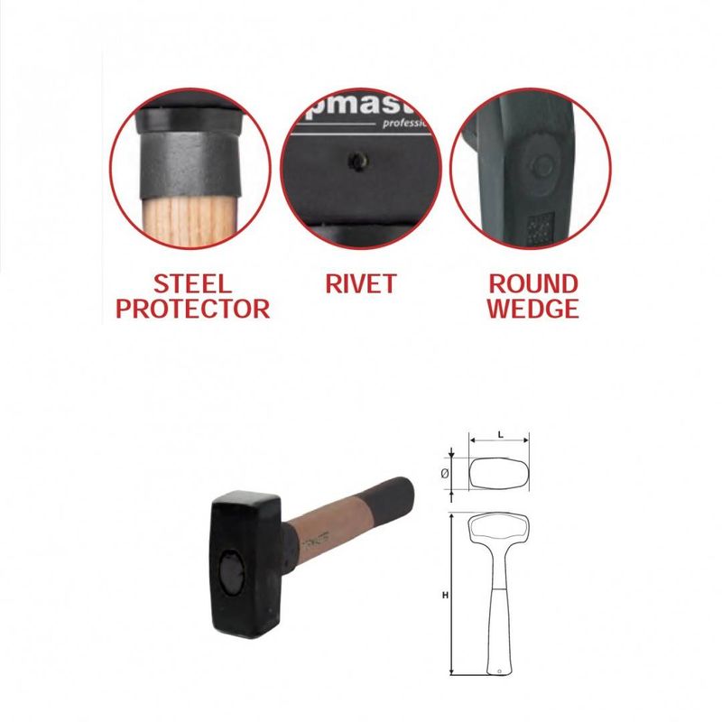 Casa si Gradina - Constructii - Scule de mana si unelte - Ciocane si dalti - Ciocan patrat Topmaster 240503, greutate 1.5 Kg, coada lemn - Infinity.ro