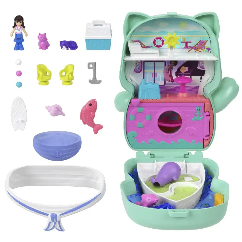 Jucarii, Copii si Bebe - Jucarii si jocuri - Jucarii & jocuri educative - Jucarii interactive - Polly Pocket Set Gentuta Animalut Pisicuta Marinar Cu Accesorii - Infinity.ro