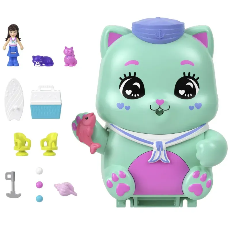 Jucarii, Copii si Bebe - Jucarii si jocuri - Jucarii & jocuri educative - Jucarii interactive - Polly Pocket Set Gentuta Animalut Pisicuta Marinar Cu Accesorii - Infinity.ro
