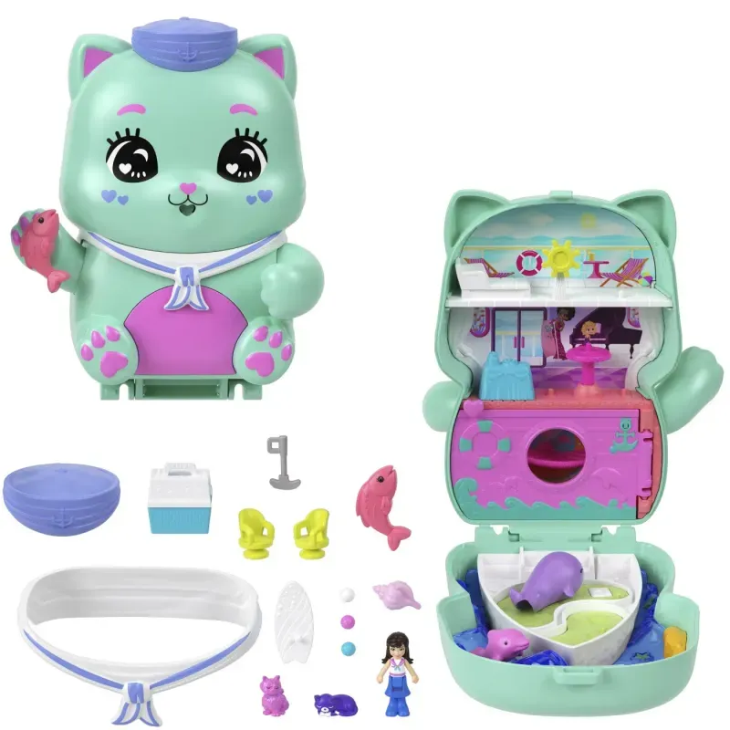 Jucarii, Copii si Bebe - Jucarii si jocuri - Jucarii & jocuri educative - Jucarii interactive - Polly Pocket Set Gentuta Animalut Pisicuta Marinar Cu Accesorii - Infinity.ro