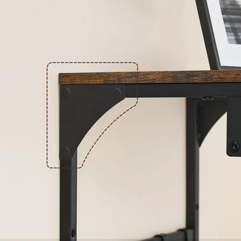 Casa si Gradina - Mobilier - Organizare si depozitare - Cuiere - Cuier de perete cu raft, Mercaton, 8 carlige, otel, pal, negru si maro rustic, 40x24x24 cm - Infinity.ro