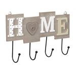 Casa si Gradina - Mobilier - Organizare si depozitare - Cuiere - Cuier Mercaton din Lemn cu 4 Carlige Metalice, Model Home, 28 x 16.5 cm, Gri - Infinity.ro