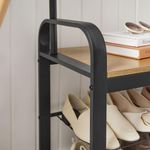 Casa si Gradina - Mobilier - Organizare si depozitare - Cuiere - Cuier cu 2 rafturi pentru incaltaminte, Mercaton, banca, pal, otel, negru si natur, 72x33.7x183 cm - Infinity.ro