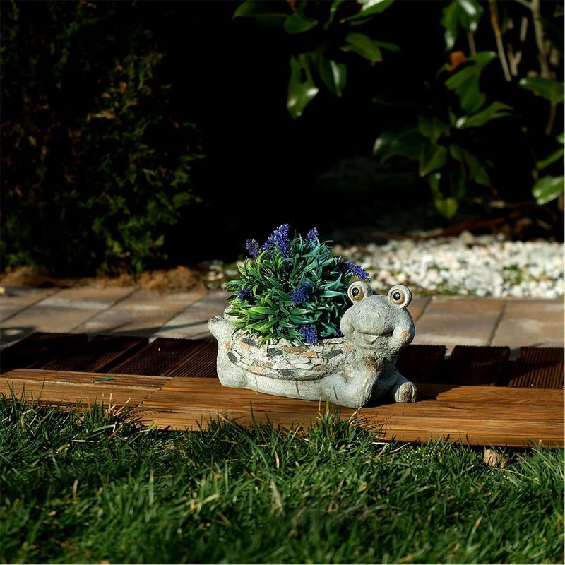 Casa si Gradina - Gradina si terasa - Decoratiuni exterior - Ornamente gradina - Decoratiune gradina, ceramica, broasca cu ghiveci, 35x16x17 cm - Infinity.ro