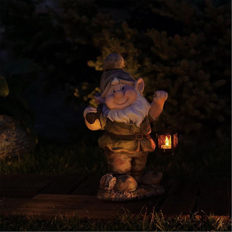 Casa si Gradina - Gradina si terasa - Decoratiuni exterior - Ornamente gradina - Decoratiune gradina, ceramica, pitic cu felinar si harlet, 25x20x45 cm - Infinity.ro