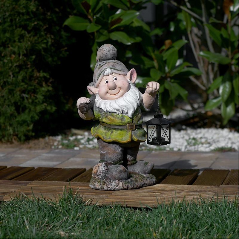 Casa si Gradina - Gradina si terasa - Decoratiuni exterior - Ornamente gradina - Decoratiune gradina, ceramica, pitic cu felinar si harlet, 25x20x45 cm - Infinity.ro