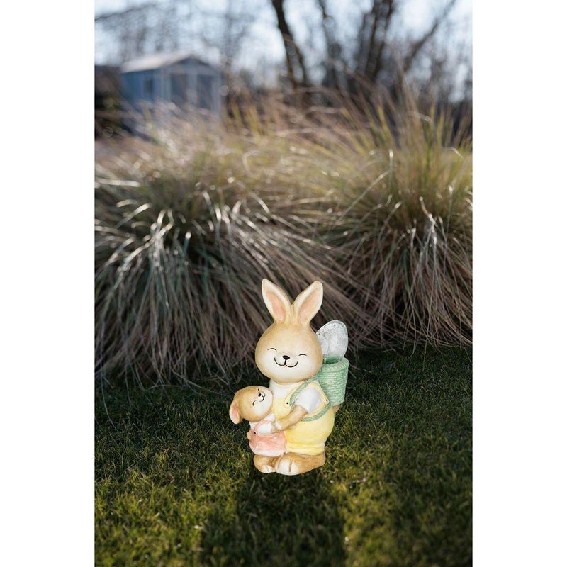 Casa si Gradina - Gradina si terasa - Decoratiuni exterior - Ornamente gradina - Decoratiune gradina, ceramica, solara, iepuras cu pui si cos cu ou, LED, 17.8x25.5x39 cm, MagicHome - Infinity.ro